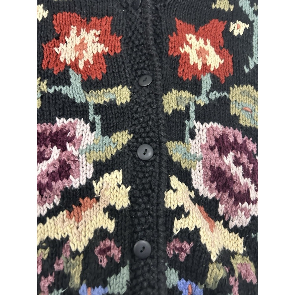 VTG Jennifer Reed Hand Knitted Sweater Vest Dark Floral Cottagecore Twee Size M - Picture 3 of 10